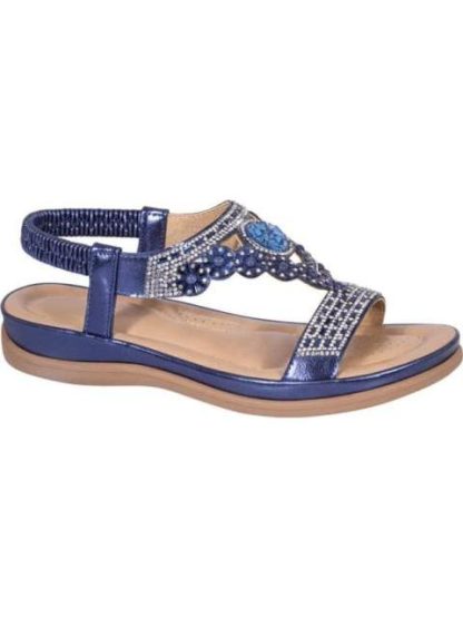 SANDALIA CONFORT CON BRILLOS AZUL VI LINE - Image 2