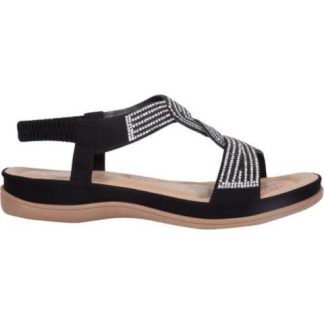 SANDALIA CONFORT CON BRILLOS NEGRO VI LINE