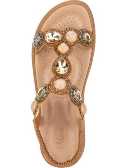 SANDALIA CONFORT CON BRILLOS CAMEL VI LINE - Image 3