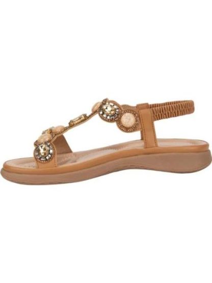 SANDALIA CONFORT CON BRILLOS CAMEL VI LINE - Image 5