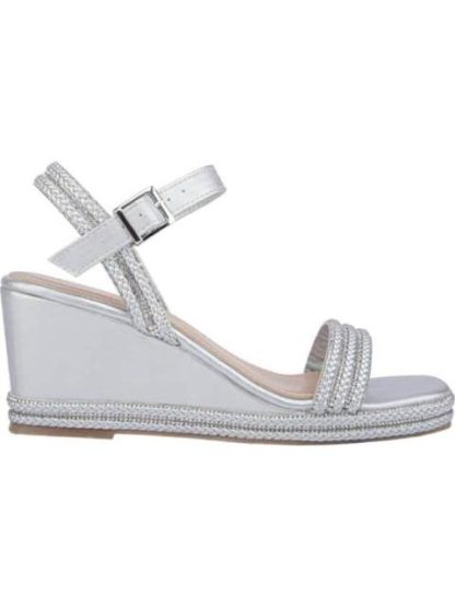 SANDALIA CUÑA BRILLOS PLATA VI LINE FASHION