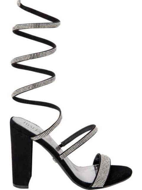 SANDALIA ESPIRAL CON BRILLOS NEGRO THALIA SODI