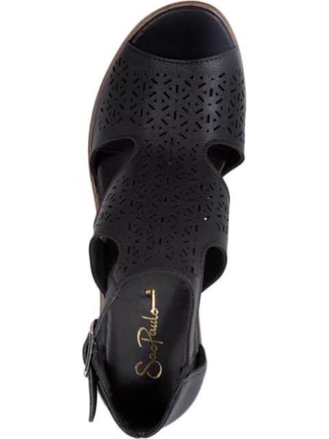 SANDALIA PERFORADA CON TACON ANCHO NEGRO SAO PAULO - Image 3