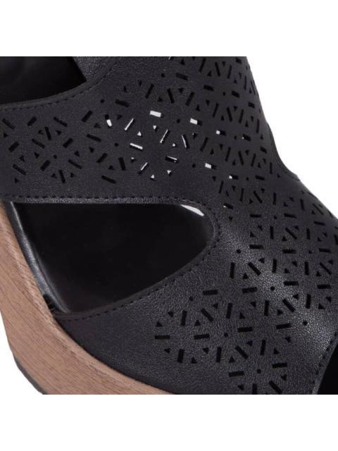 SANDALIA PERFORADA CON TACON ANCHO NEGRO SAO PAULO - Image 6