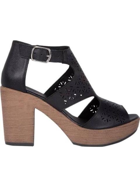 SANDALIA PERFORADA CON TACON ANCHO NEGRO SAO PAULO