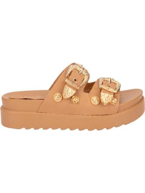 SANDALIA PLANA CAMEL VI LINE FASHION