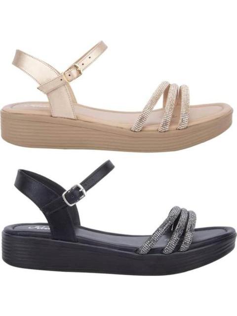SANDALIA PLANA CON BRILLOS MULTICOLOR VI LINE