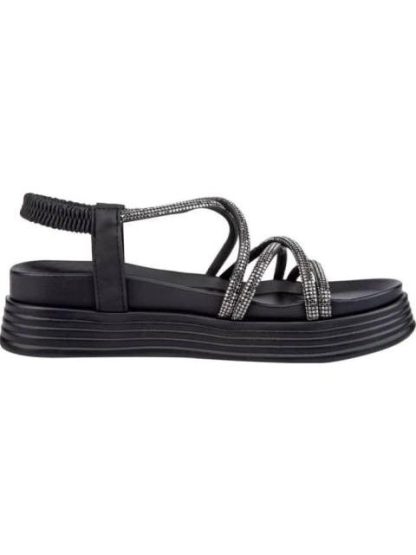 SANDALIA PLANA CON BRILLOS NEGRO VI LINE FASHION