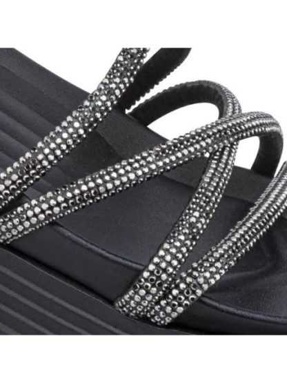 SANDALIA PLANA CON BRILLOS NEGRO VI LINE FASHION - Image 6