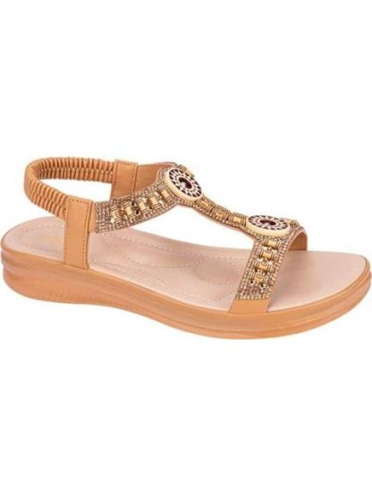 SANDALIA PLANA BRILLOS CAMEL VI LINE - Image 2