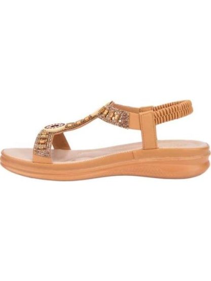 SANDALIA PLANA BRILLOS CAMEL VI LINE - Image 5