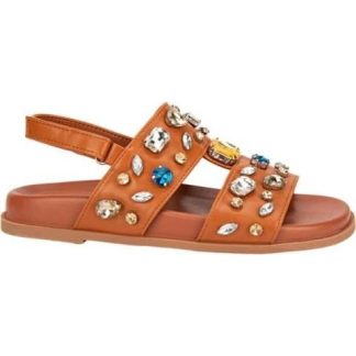 SANDALIA PLANA PIEDRAS COGNAC BELINDA PEREGRIN