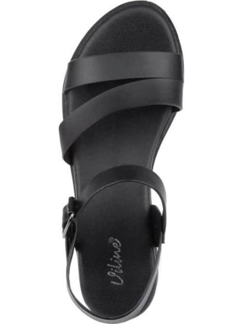 SANDALIA DE PIEL NEGRO VI LINE - Image 3