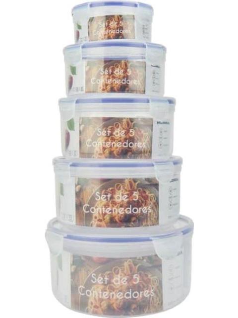SET 5 TUPPERS HERMETICOS MULTICOLOR HELLODREAM