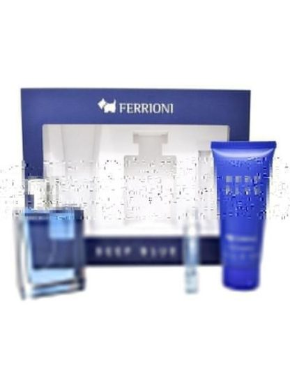 SET FERRIONI DEEP BLUE 3PZ 100ML EDT SPRAY BODY - Image 2