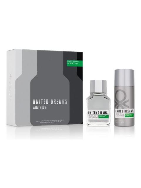 SET REGALO BENETTON PERFUME HOMBRE UNITED DREAMS AIM HIGH EDT 100ML + DESODORANTE 150ML EDT 1 ML PARA HOMBRE