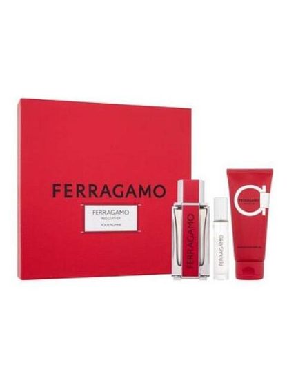SET SALVATORE FERRAGAMO RED LEATHER POUR HOMME 100ML EDP - Image 2