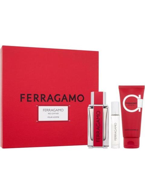 SET SALVATORE FERRAGAMO RED LEATHER POUR HOMME 100ML EDP - Image 3
