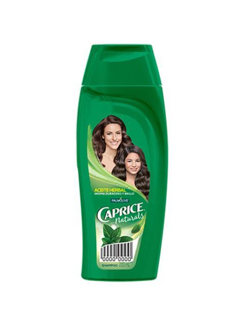 SHAMPOO CAPRICE NATURALS ACEITE HERBAL AROMA DURADERO Y BRILLO DE 200 ML