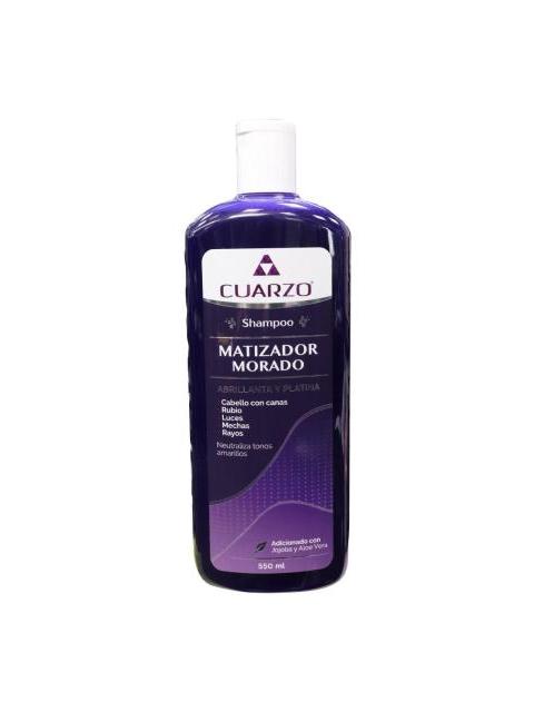 SHAMPOO CUARZO MATIZADOR MORADO 550 ML ABRILLANTA Y PLATINA NEUTR CUARZO COSMETICS