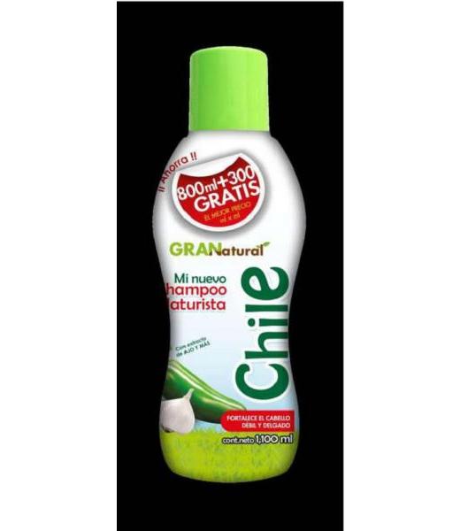 SHAMPOO GRAN NATURAL CHILE CON AJO 1100 ML MI NUEVO SHAMPOO NATUR SHAMPOOS NACE