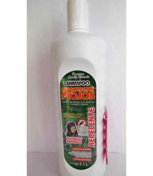 SHAMPOO REPELENTE PARA PIOJOS 1.1L ROMEROEUCALIPTOCUASIA Y RUDA R TEPEZCOHUITE DEL INDIO PAPAGO