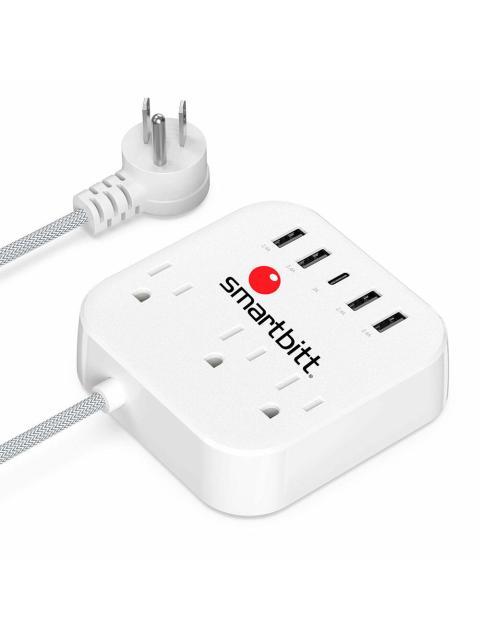 SMARBITT MULTICONTACTO SBSS-B3-5U 3 CONTACTOS 1X USB-C 4X USB-A 5V 3A BLANCO