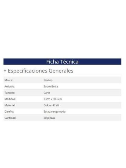 SOBRE BOLSA NEXTEP ECONOMICO NE016C TAMANO CARTA SOLAPA ENGOMADA PAQUETE CON 50 PIEZAS 23CM X 30.5 CM - Image 2