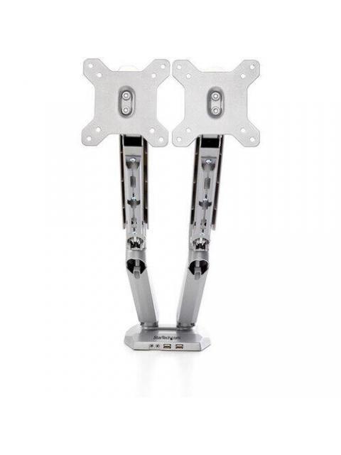 STARTECH  SOPORTE DE ESCRITORIO PARA 2 MONITORES 15 - 32 HASTA 16KG 2X USB PLATA - Image 4