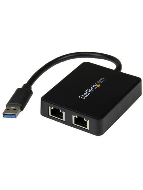 STARTECH  ADAPTADOR 2X USB 3.0 MACHO - 2X RJ-45 HEMBRA 20CM NEGRO