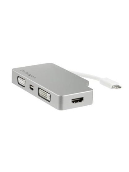 STARTECH  ADAPTADOR 4 EN 1 DE AUDIO Y VIDEO PARA VIAJES USB-C A VGA DVI HDMI O MINI DISPAYPORT