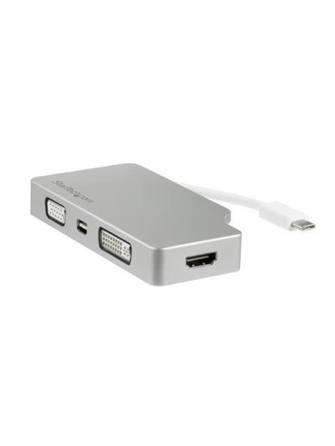 STARTECH  ADAPTADOR 4 EN 1 DE AUDIO Y VIDEO PARA VIAJES USB-C A VGA DVI HDMI O MINI DISPAYPORT