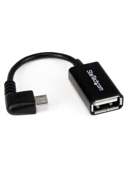 STARTECH  CABLE ADAPTADOR MICRO USB B MACHO - USB A HEMBRA OTG ACODADO A LA DERECHA 12CM