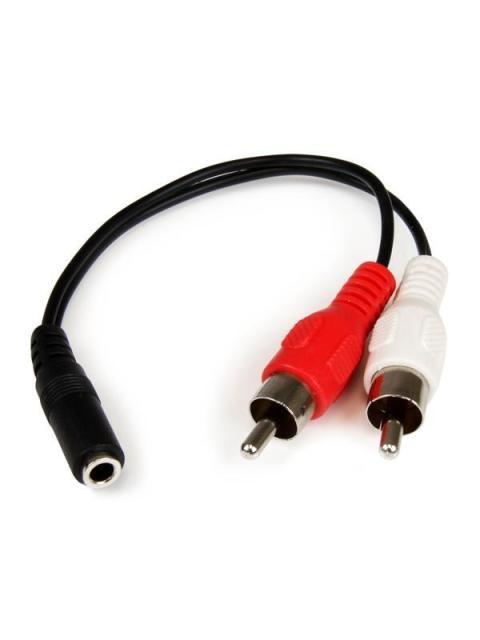 STARTECH  CABLE DE AUDIO ESTEREO MINI 3.5MM HEMBRA - 2X RCA MACHO 15CM NEGRO