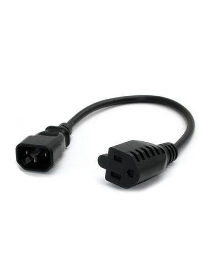 STARTECH  CABLE DE PODER C14 ACOPLADOR MACHO - NEMA 5-15R HEMBRA 30CM NEGRO