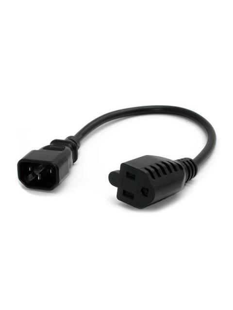 STARTECH  CABLE DE PODER C14 ACOPLADOR MACHO - NEMA 5-15R HEMBRA 30CM NEGRO