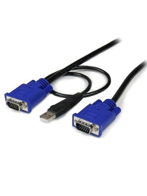 STARTECH  CABLE KVM ULTRA DELGADO 2 EN 1 USB-VGA MACHO - VGA MACHO 3 METROS NEGRO