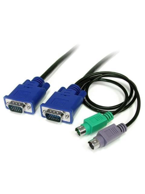 STARTECH  CABLE KVM ULTRA DELGADO 3 EN 1 2X PS-2 MACHO - 2X VGA MACHO 1.8 METROS NEGRO