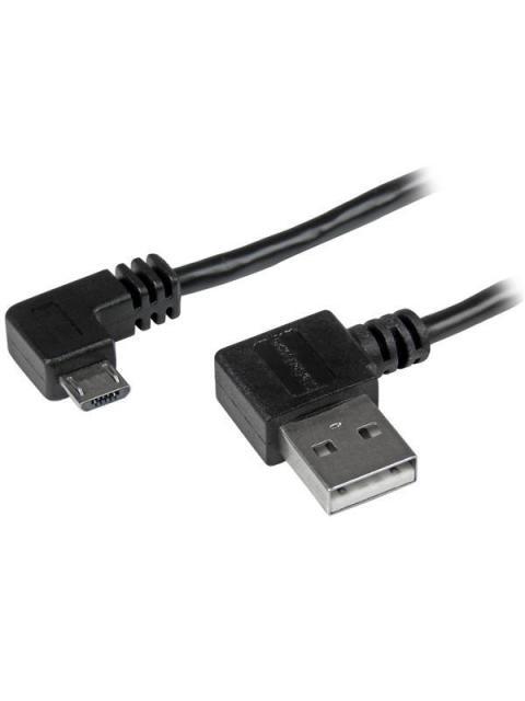 STARTECH  CABLE USB A MACHO - MICRO USB B MACHO ANGULO DERECHO 2 METROS NEGRO