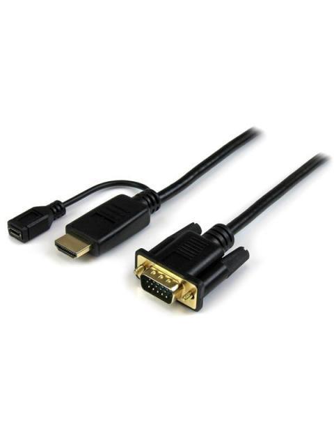 STARTECH  CABLE VGA MACHO - HDMI + MICRO-USB MACHO-HEMBRA 3 METROS NEGRO