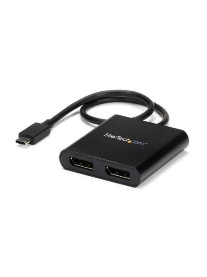 STARTECH  DIVISOR MULTIPLICADOR USB C - DISPLAYPORT 2 PUERTOS NEGRO