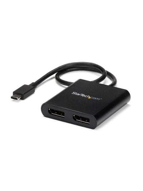 STARTECH  DIVISOR MULTIPLICADOR USB C - DISPLAYPORT 2 PUERTOS NEGRO