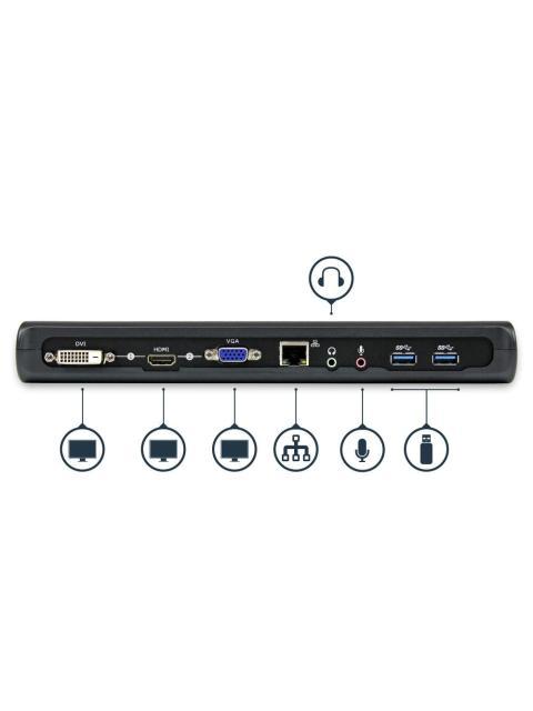 STARTECH  DOCKING STATION PARA LAPTOPS 4X USB 3.0 HDMI DVI VGA NEGRO - Image 5