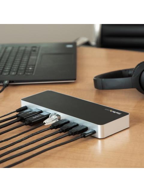 STARTECH  DOCKING STATION USB-C DE DOS PANTALLAS PARA LAPTOP 4X USB 3.0 2X HDMI NEGRO-PLATA - Image 6