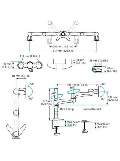 STARTECH  SOPORTE CON BRAZOS ARTICULADOS PARA 2 MONITORES 12-24 MAX. 13.6KGS - Image 8