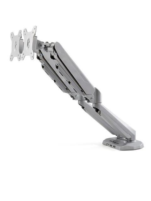 STARTECH  SOPORTE DE ESCRITORIO PARA 2 MONITORES 15 - 32 HASTA 16KG 2X USB PLATA
