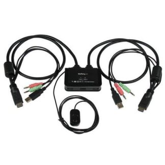 STARTECH  SWITCH KVM DE 2 PUERTOS HDMI USB AUDIO CON CABLES INTEGRADOS