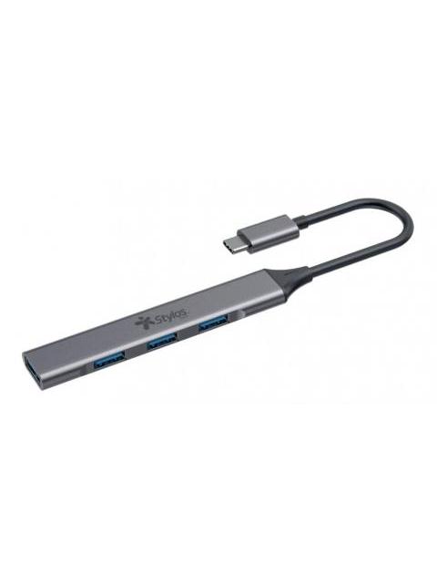 STYLOS HUB USB C MACHO - 4X USB 2.0 HEMBRA 480 MBIT-S GRIS