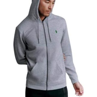 SUDADERA BASICA C CIERRE CON CAPUCHA GRIS HPC POLO