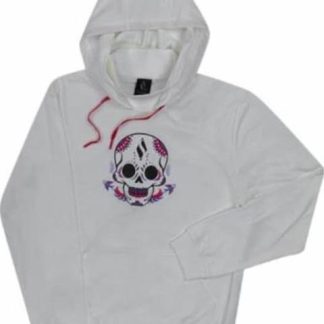 SUDADERA HOODIE OVERSIZE DIA DE MUERTOS BLANCO SKECHERS1